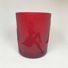 LÕPUMÜÜK! Küünla klaas "Merilyn Monroe" 6x5 cm, punane figuur punasel,  kuumakindel