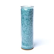 JAA, SEE ON UUS! Kaunilt sädelev looduslikust steariinist küünal klaasis, akvamariin lõhnatu, 21x6.5 cm