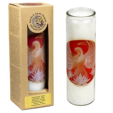 Küünal klaasis "Armastuse ingel lootoslillega" 21x6.5 cm, lõhnastatud eeterlike õlidega: frankincense, mürr
