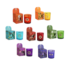 KINKEKOMPLEKT 15% soodsamalt! 7 chakra sojaküünalt klaasis, kinkekarpides, 20 tundi