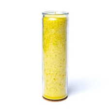 JAA, SEE ON UUS! Kaunilt sädelev looduslikust steariinist küünal klaasis, kollane lõhnatu, 21x6.5 cm