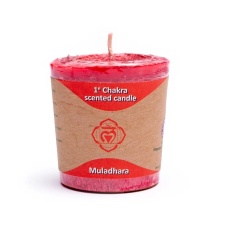 OTSAS! Naturaalne lõhnaküünal "Juurkeskus 1. chakra - KINDLUSTUNNE" steariinist 4,5x4 cm, sisaldab eeterlikke õlisid: muskaat, nelk, cassia 