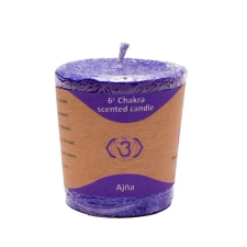Naturaalne lõhnaküünal "Ajna chakra - TARKUS" steariinist 4,5x4 cm, sisaldab eeterlikke õlisid: lavendel, kummel, nulg 