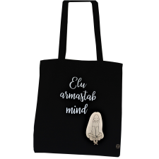 VIIMANE! Poekott ELU ARMASTAB MIND Must 38x42cm 100% puuvill