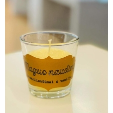 Naturaalne steariinist küünal klaasis "Magus nauding" 7x7 cm, helekollane lõhnastatud vanilliga
