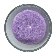 Naturaalne steariinist küünal klaasis "Küllus" 7x7 cm, helelilla lõhnastatud lavendliga